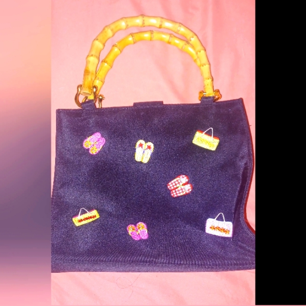 Tianna Handbag Embroidered Neon Flip Flops w/ Carry Handle